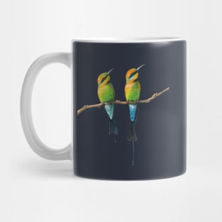 Rainbow Bee-Eaters Watercolour Design - Blue Background Mug